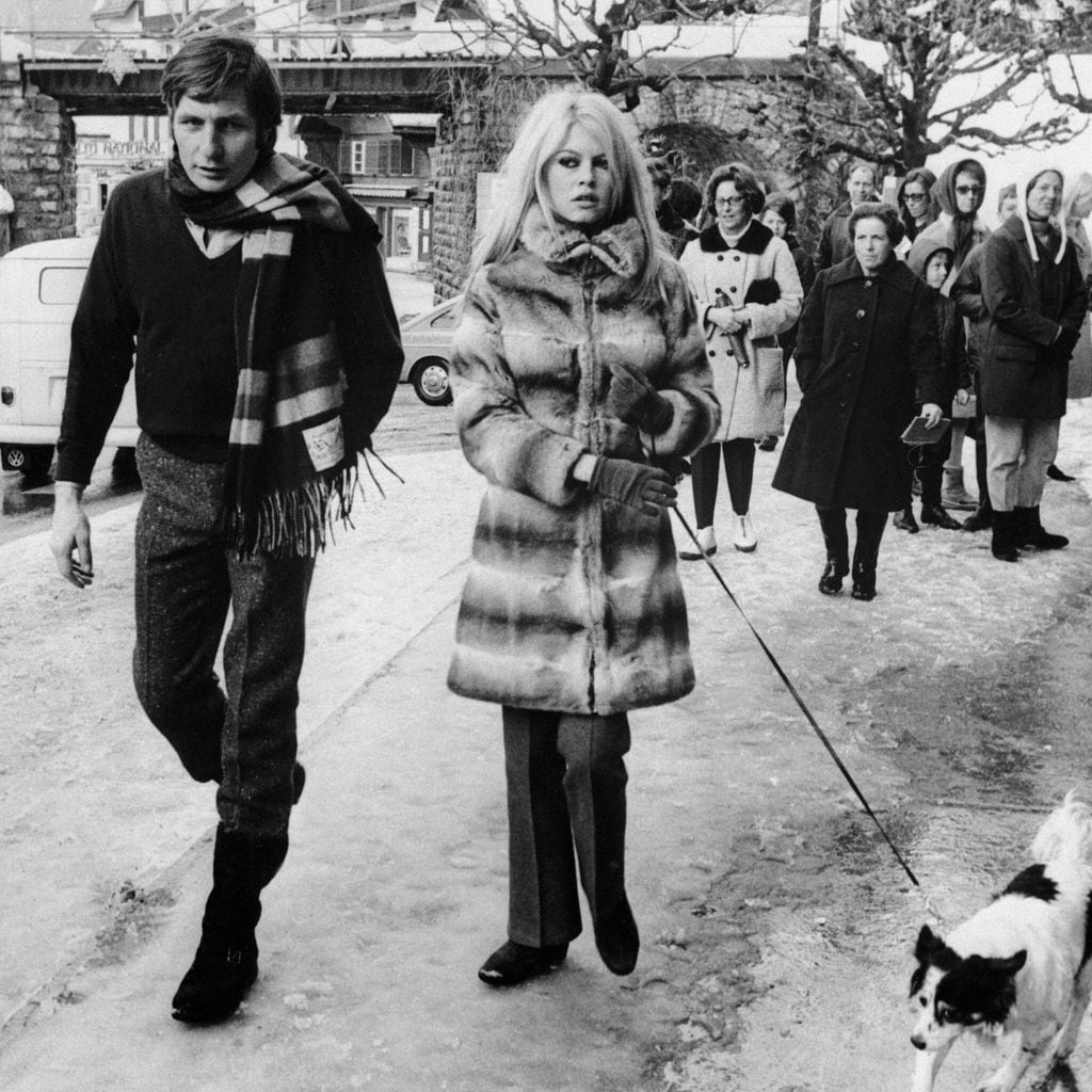 Brigitte Bardot and Husband Walk the Dog