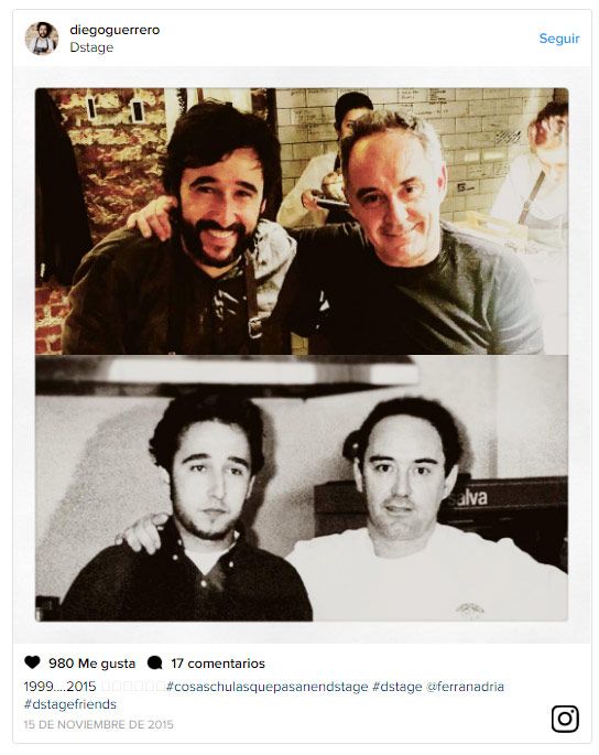 Ferran Adrià ha sido uno de los muchos cocineros de primer nivel que han visitado el comedor de DSTAgE. Una visita que hizo especial ilusión a Guerrero, alumno aventajado de Adrià hace casi dos décadas.
