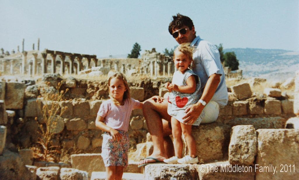 catherine and pippa pictured with their father in jordan