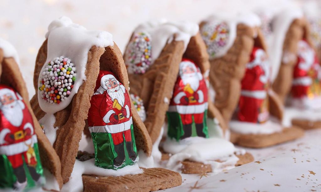 pap noel con casitas de galleta