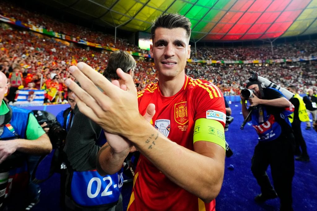 Álvaro Morata celebra la victoria de España en la Eurocopa, 14 de julio de 2024 en Berlín, Alemania  