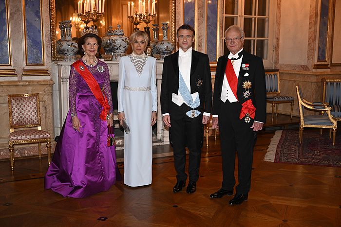 Cena de gala de los reyes de Suecia al matrimonio Macron