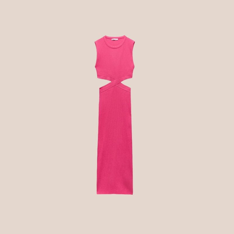 vestido cut out zara fucsia