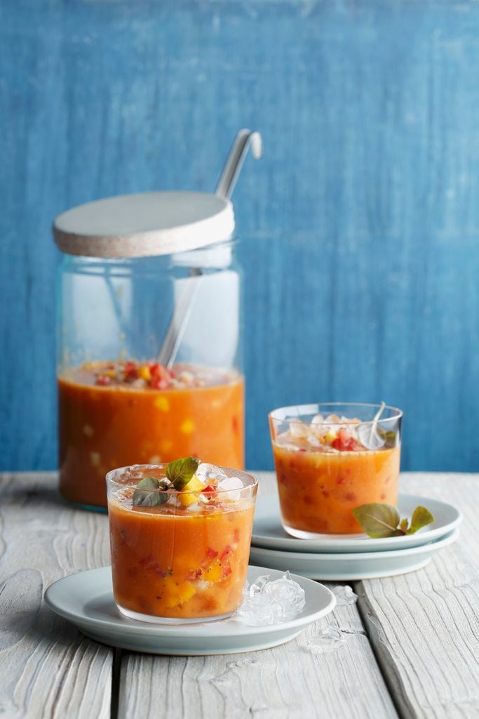 Gazpacho de mango con trocitos