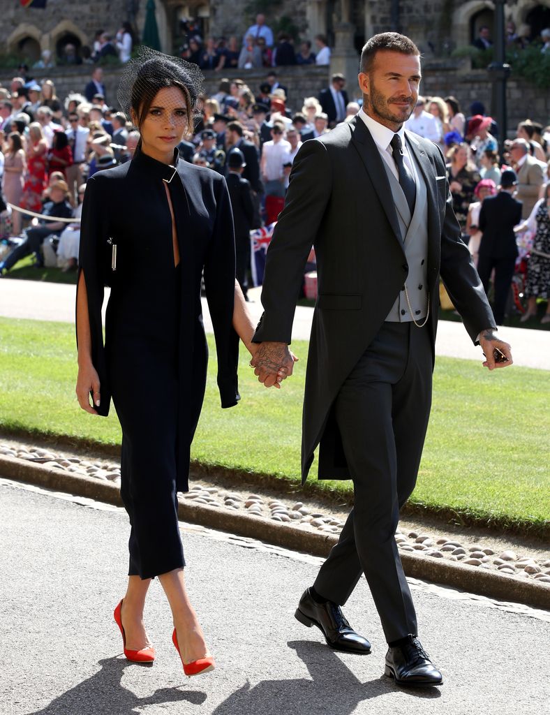 David y Victoria Beckham llegando a la boda del príncipe Harry y Meghan Markle que se celebró en el Castillo de Windsor el 19 de mayo de 2018