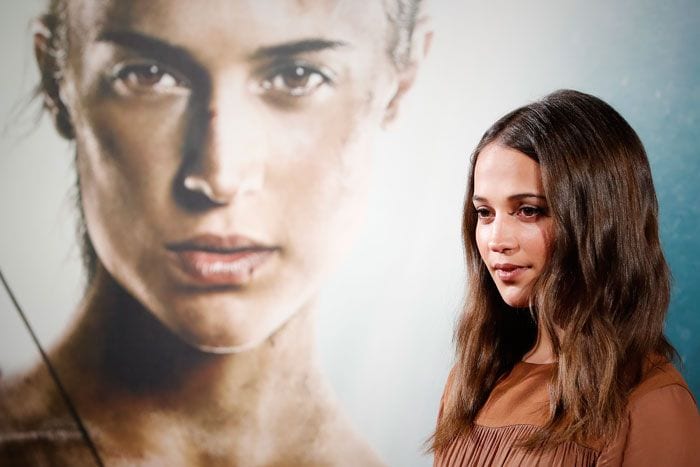 Alicia Vikander durante la presentación de Tomb Raider en España