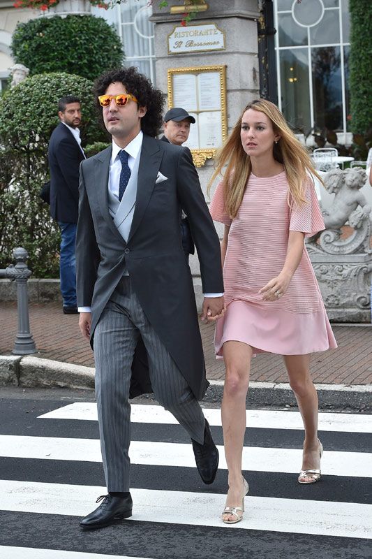 Julio Mario Santo Domingo III y su mujer, Nieves Zuberbühler, en la boda de Pierre Casiraghi y Beatrice Borremeo
