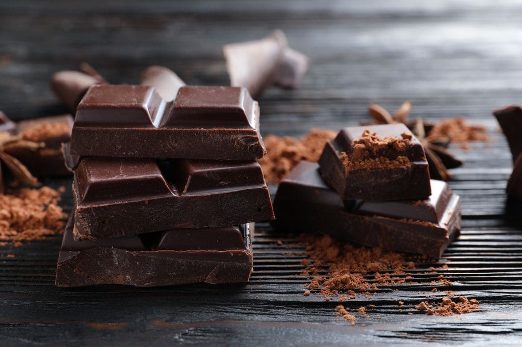 onzas de chocolate negro, ricas en magnesio