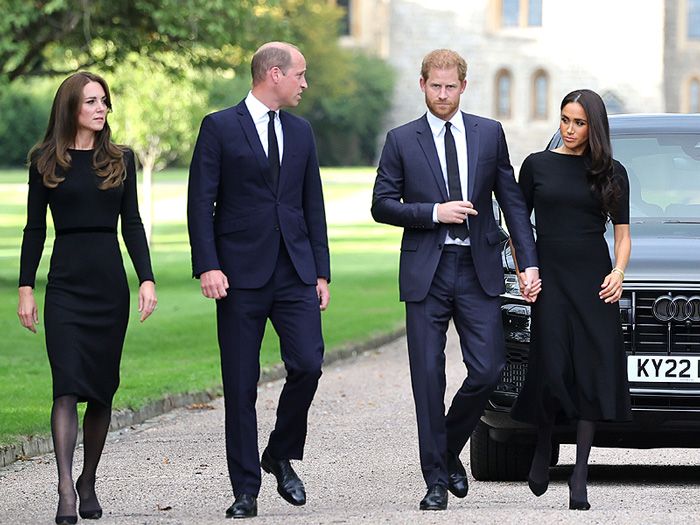 Príncipes de Gales y Duques de Sussex en el funeral de Isabel II 