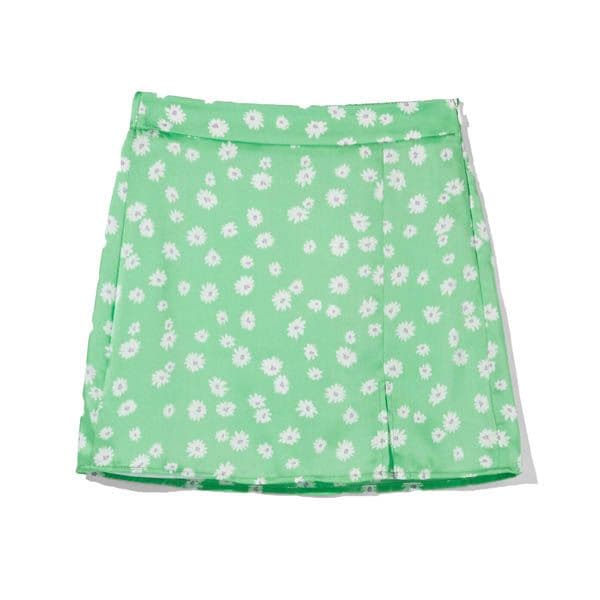 falda bershka verde flores