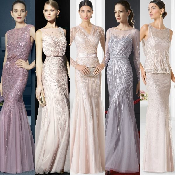 Vestidos de fiesta en diferentes tipos de rosa y nude, de las colecciones cóctel 2015 y 2016 de Rosa Clará.
