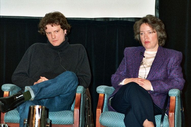 Colin Firth junto a la actriz Kathy Bates en un festival de cine en el año 1992, cuando el actor ingés tenía 32 años
