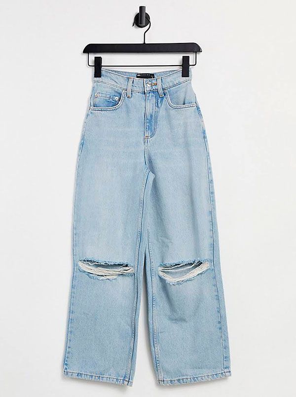 Vaqueros wide leg de ASOS Design con tiro alto y rotos en las rodillas