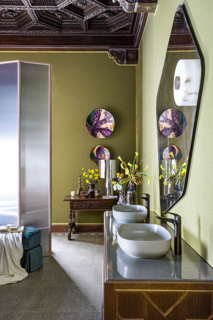 Bathroom with antique and modern pieces