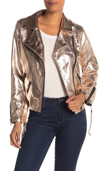 metallic faux leather moto jacket de english factory