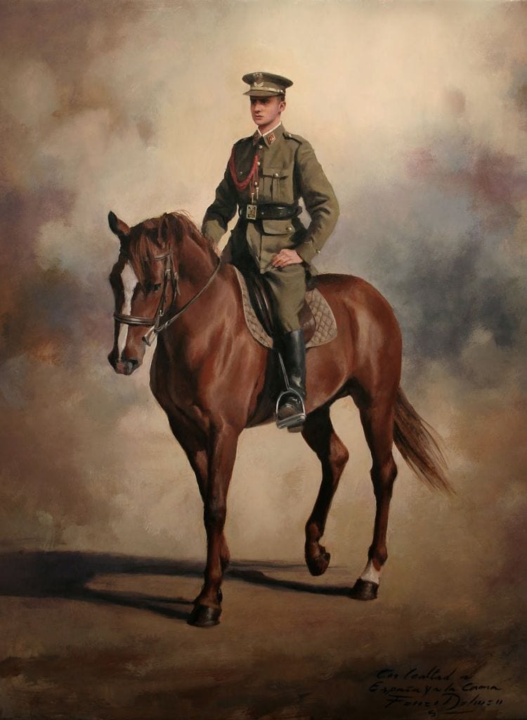 Retrato del rey Juan Carlos a caballo