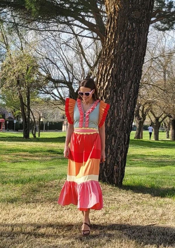Paula Echevarría con vestido multicolor de CeliaB