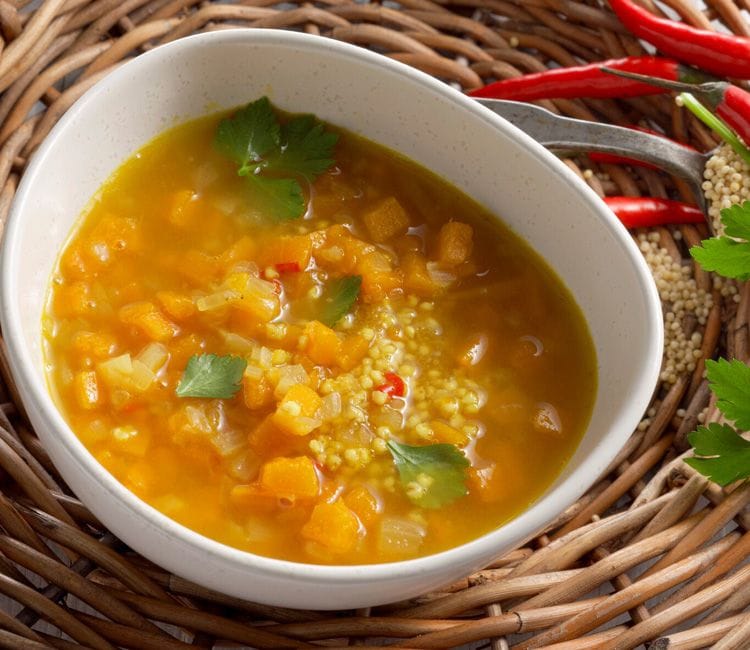 Sopa de amaranto y calabaza