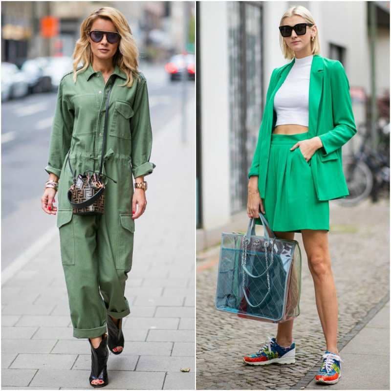 Verde en looks del street style