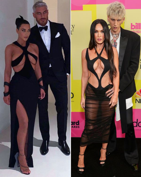 Kim Kardashian y Megan Fox con vestidos negros 'cut out'
