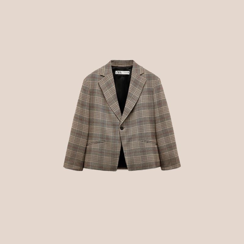 blazer de tartan marron croppes