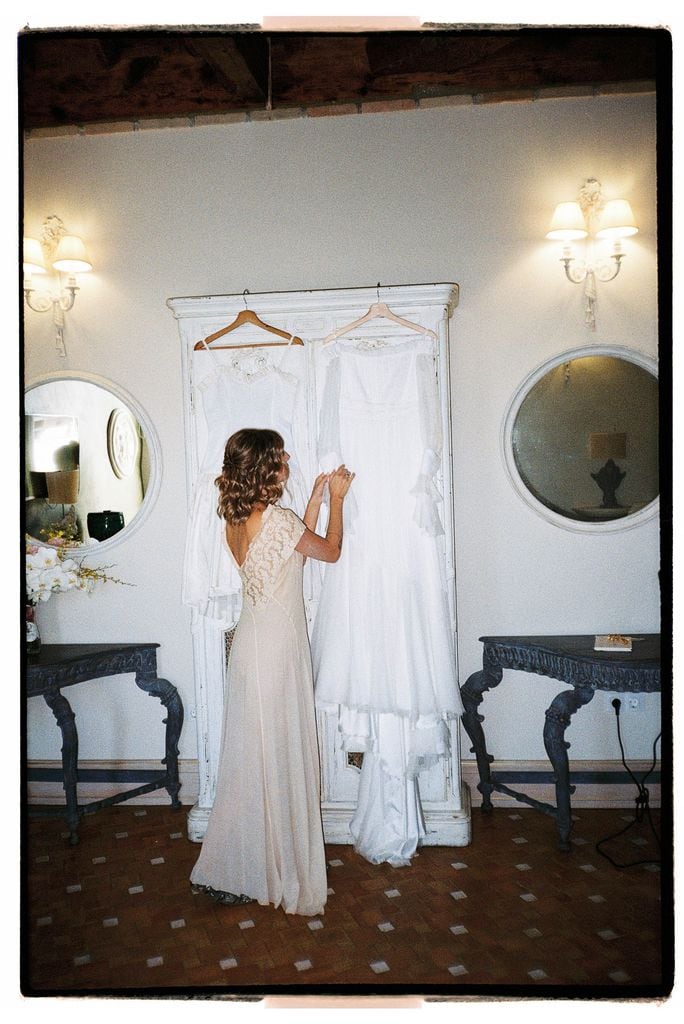 Vestido de novia con escote bardot