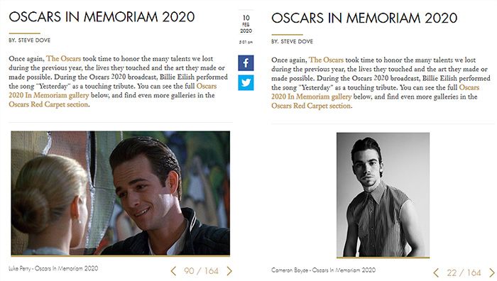 La Academia responde a la ausencia de Luke Perry y Cameron Boyce en el 'In Memoriam' de los Oscar