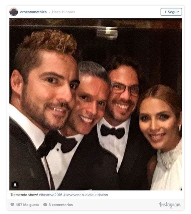 Bisbal participó en esta gala, organizada por el presentador venezolano Rodner Figueroa, secretario de la organización apolítica y sin ánimo de lucro I Love Venezuela Foundation
