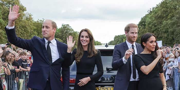 Los duques de Sussex con los príncipes de Gales tras la muerte de Isabel II 