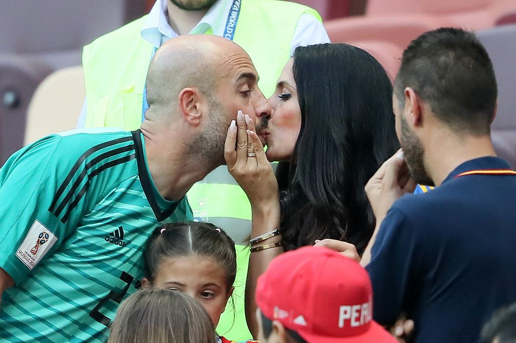 Pepe Reina and Yolanda Ruiz at  2018 FIFA World Cup Round of 16 match between Spain and Russia  in Moscow, Russia, on July 1st, 2018.