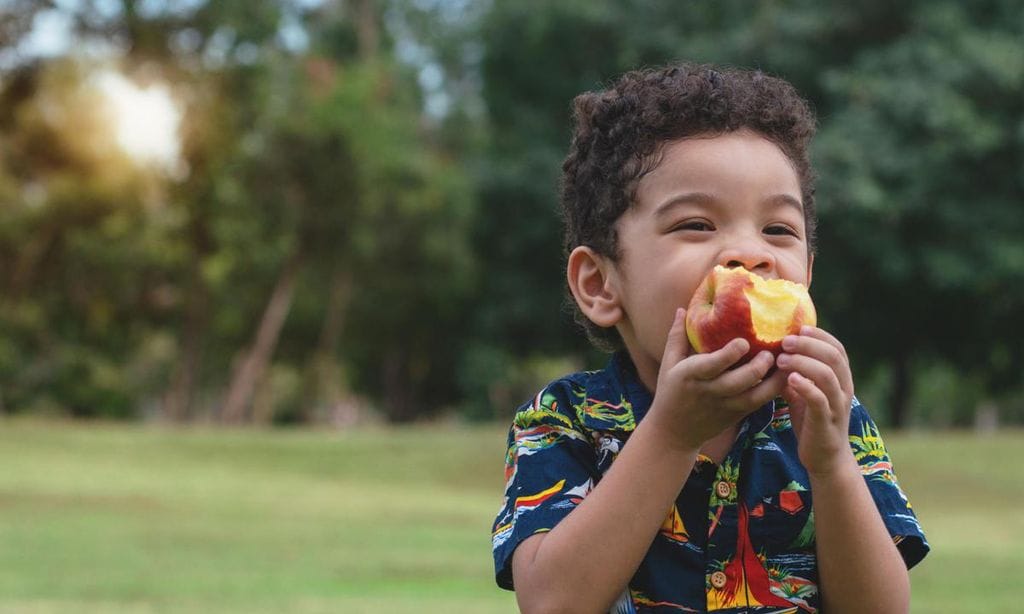 ni o comiendo manzana