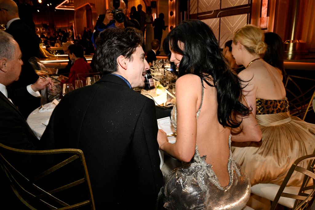 Timothée Chalamet, Kylie Jenner during the 82nd Annual Golden Globes held at The Beverly Hilton on January 05, 2025 