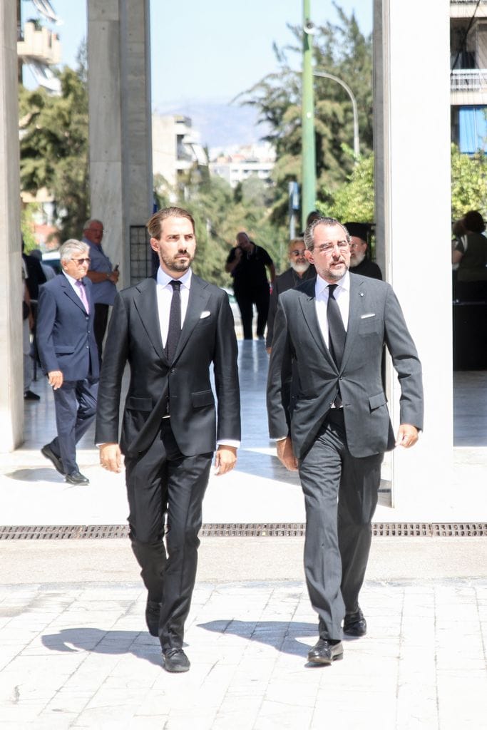 Philippos y Nicolás de Grecia en el funeral del príncipe Miguel de Grecia el 1 de agosto de 2024Philippos y Nicolás de Grecia en el funeral del príncipe Miguel de Grecia el 1 de agosto de 2024