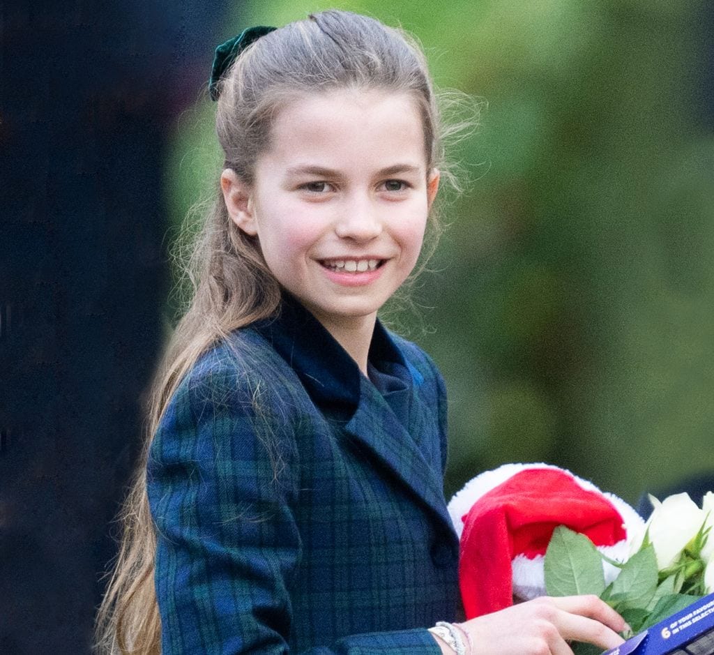 Princess Charlotte of Wales and Prince George of Wales attend the Christmas Morning Service at Sandringham Church on December 25, 2024 in Sandringham, Norfolk