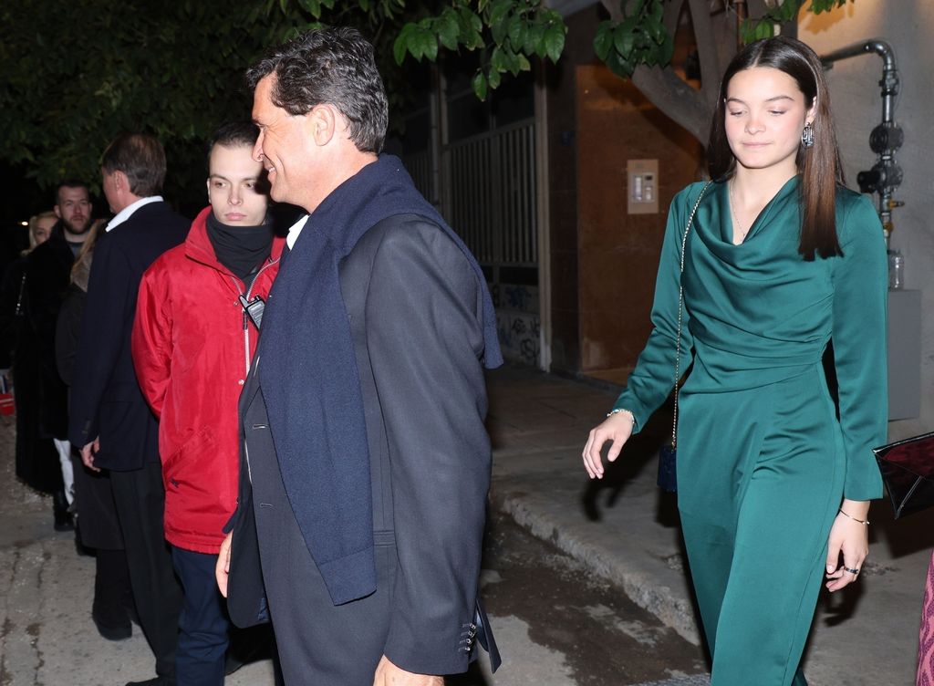 Carlos Morales y su hija at the the pre-wedding party for Prince Nikolaos and Chrysi Vardinogianni in Athens, Greece. BACKGRID UK 7 FEBRUARY 2025 