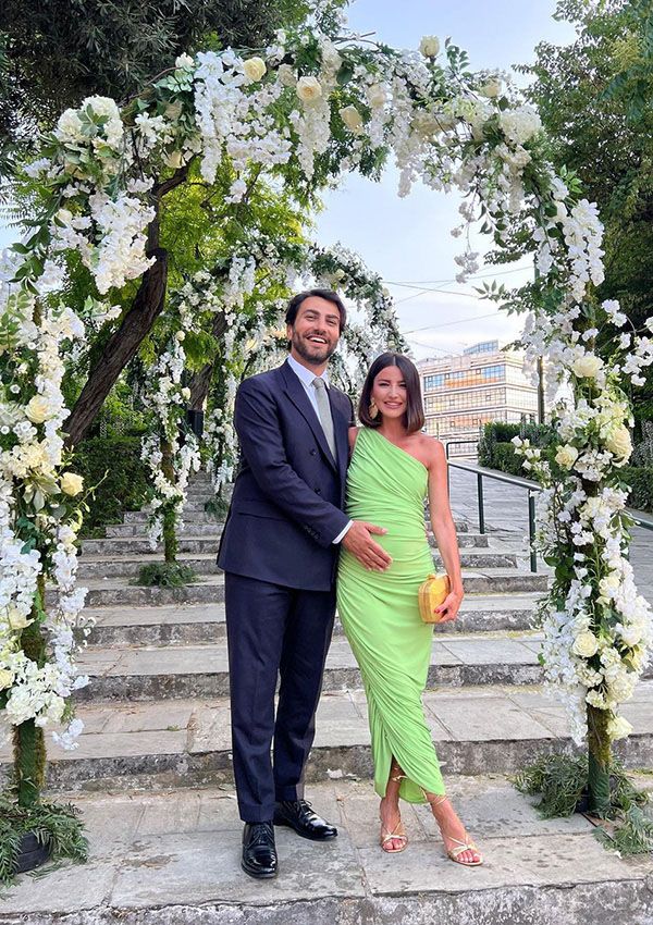 Alexandra Pereira y Ghassan Fallah en la boda de Carolina Nassar, en Grecia