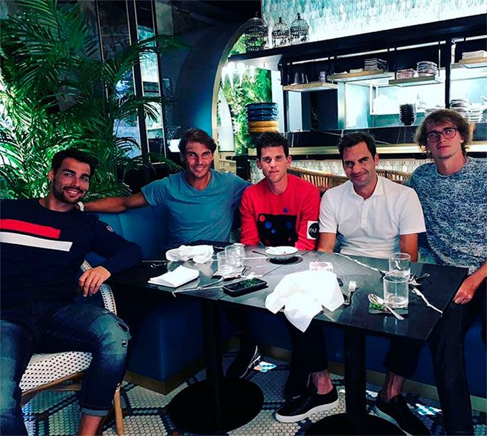 Rafa Nadal, Roger Federer, Alexander Zverev, Dominic Thiem y Fabio Fognini,