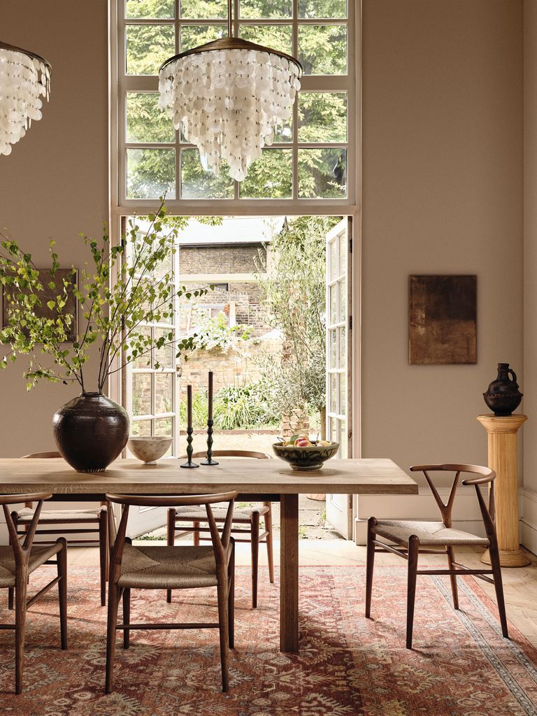 Dining room with antique and modern pieces