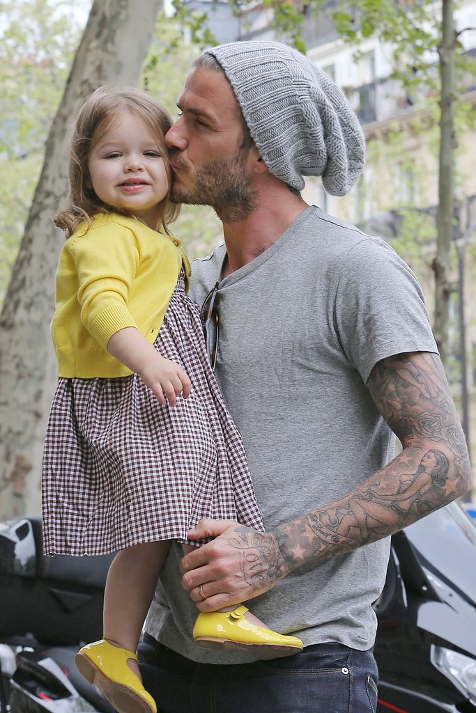 David Beckham y su hija Harper en Paris en mayo de 2013