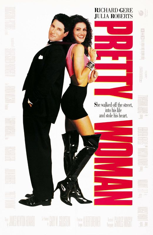 Cartel orginal de la película que se estrenó en marzo de 1990 y entró en el número de la taquilla estadounidense. 'Pretty Woman' es la cuarta comedia romántica más taquillera de la historia en Estados Unidos 