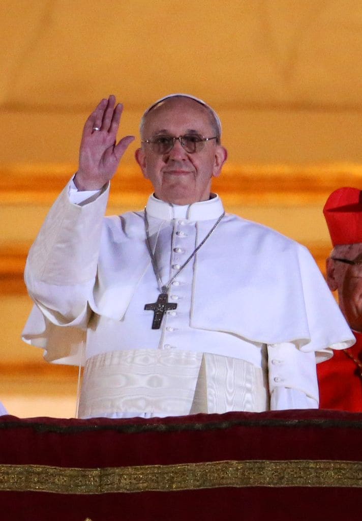 Pope Francis in his early hours after being elected as the hierarchy of the Catholic Church on March 13, 2013.