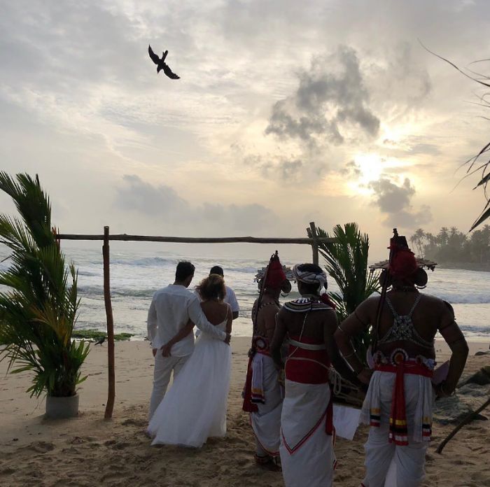 María Patiño el día de su boda en Sri Lanka