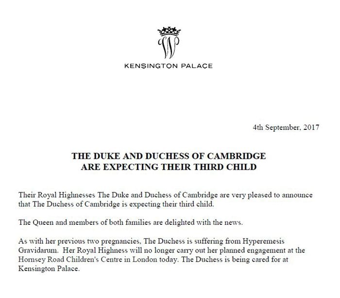 Los Duques de Cambridge esperan su tercer hijo