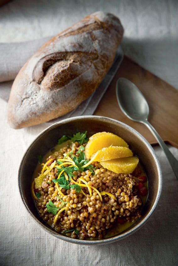 receta ensalada rapida lentejas naranja