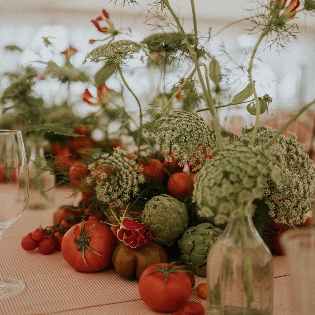 Decoración de bodas con frutas y verduras de otoño