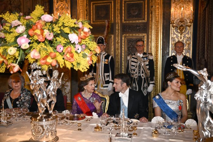 Cena de gala de los reyes de Suecia al matrimonio Macron