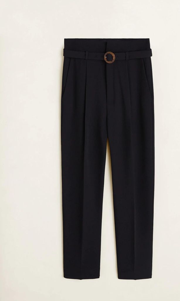 Belt straight-fit trousers en negro de Mango