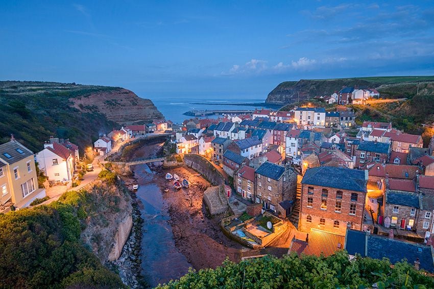 Vista aérea del pueblo de Whitby