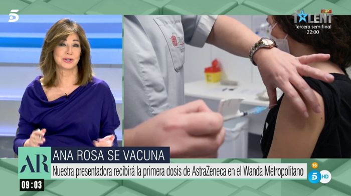 Ana Rosa Quintana: ‘Estoy feliz, hoy me vacunan’
