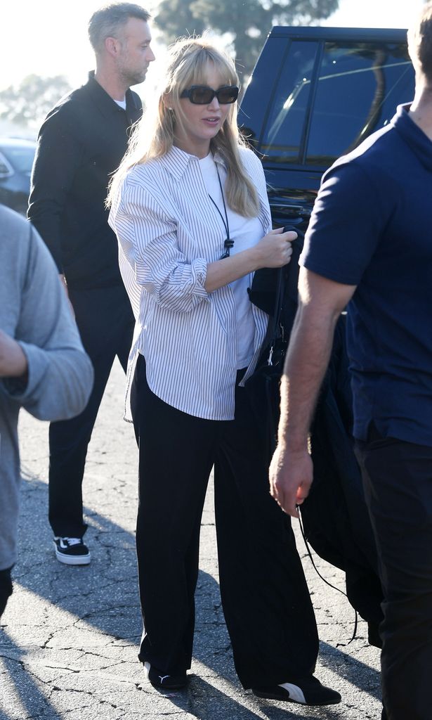 LOS ANGELES, CA - OCTOBER 25: Jennifer Lawrence is seen arriving at the World Series game between the Los Angeles Dodgers and the New York Yankees on October 25, 2024 in Los Angeles, California. (Photo by MEGA/GC Images)